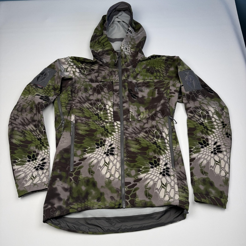 Kryptek Altitude Bora Jacket Mens Medium Green Camo Hooded Full Zip Hunting